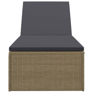 Lettino Prendisole in Polyrattan Marrone e Grigio Scuro cod mxl 23064