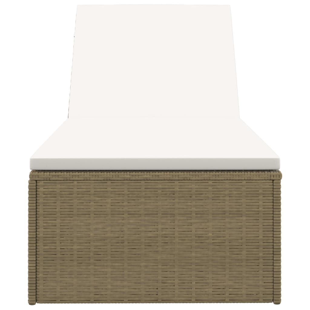 Lettino Prendisole in Polyrattan Marrone e Bianco Crema cod mxl 23066