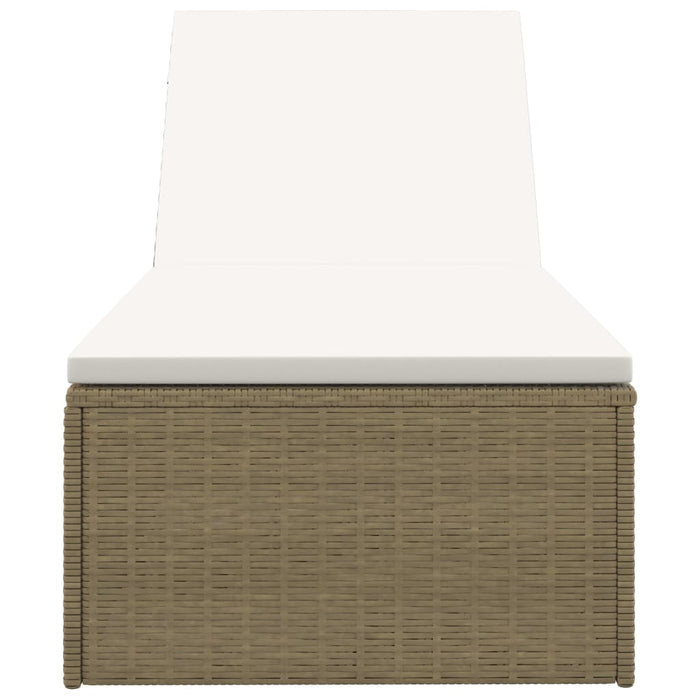 Lettino Prendisole in Polyrattan Marrone e Bianco Crema cod mxl 23066