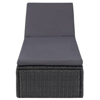 Lettino Prendisole in Polyrattan Nero e Grigio Scuro cod mxl 23065