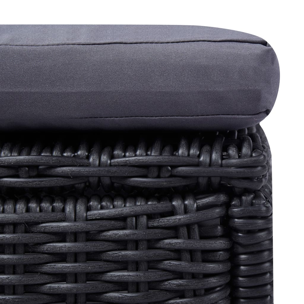 Lettino Prendisole in Polyrattan Nero e Grigio Scuro cod mxl 23065