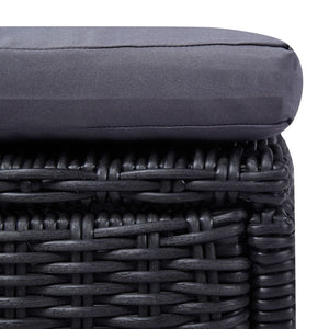 Lettino Prendisole in Polyrattan Nero e Grigio Scuro cod mxl 23065