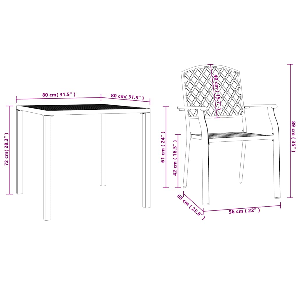 Sedie da Esterno 4 pz Design a Rete in Acciaio Antracite 310156