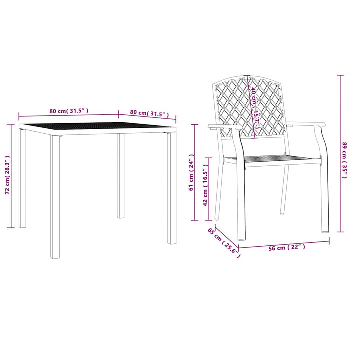 Sedie da Esterno 4 pz Design a Rete in Acciaio Antracite 310156