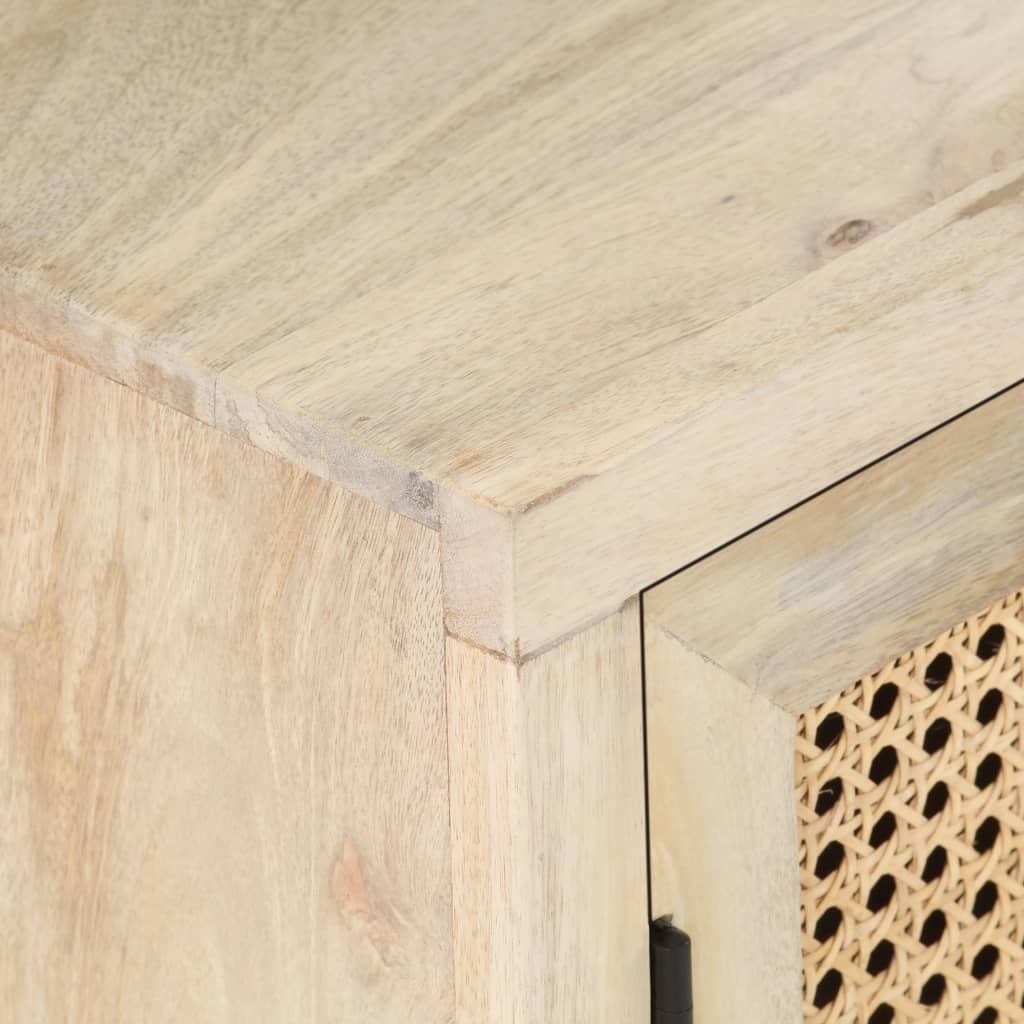 Comodino 40x30x50 cm Legno Massello di Mango e Canna Naturale 323509