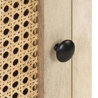 Comodino 40x30x50 cm Legno Massello di Mango e Canna Naturale 323509