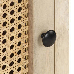 Comodino-Tavolino da notte 40x30x50 cm Legno Massello di Mango e Canna Naturale