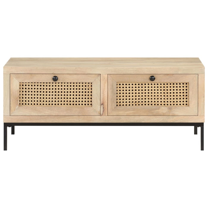 Tavolino da Salotto 90x50x37 cm Legno Massello di Mango e Canna 323511