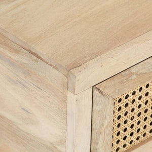 Tavolino da CaffÃ¨ 90x50x37 cm Legno Massello di Mango e Canna