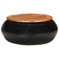 Tavolino da CaffÃ¨ Nero 68x68x30 cm Legno Massello di Recupero