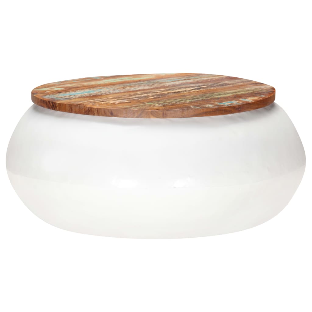 Tavolino da CaffÃ¨ Bianco 68x68x30 cm in Legno di Recupero