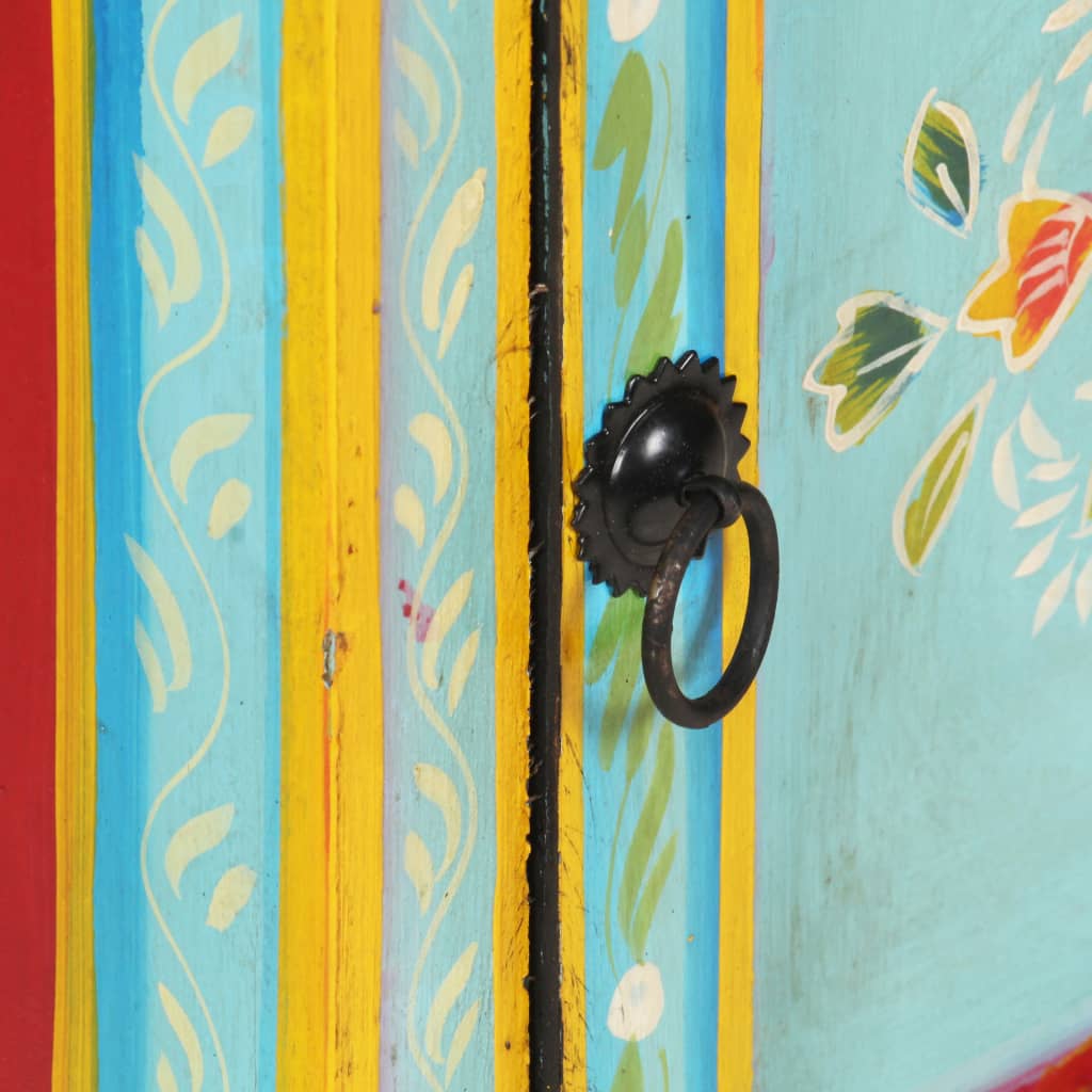 Credenza Alta Dipinta a Mano 40x30x90 cm in Massello di Mango 323536