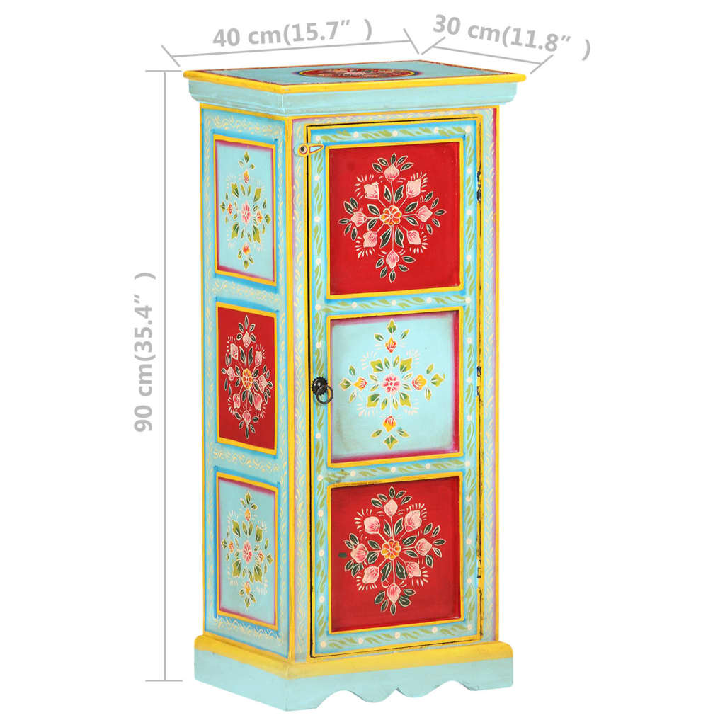 Credenza Alta Dipinta a Mano 40x30x90 cm in Massello di Mango 323536