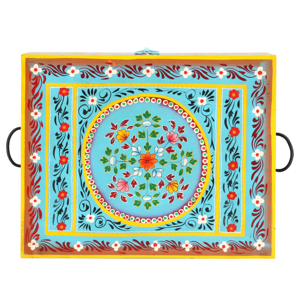 Baule Dipinto a Mano 50x40x40 cm in Legno Massello di Mango cod mxl 60019