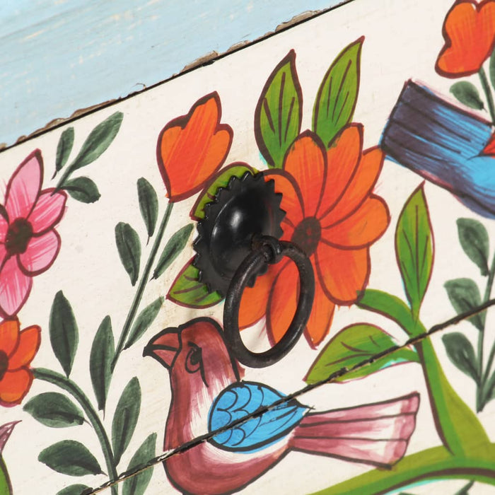 Comodino Dipinto a Mano 40x30x50 cm in Legno Massello di Mango 323541