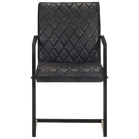 Sedie da Pranzo a Sbalzo 2 pz Nere in Vera Pelle 321844