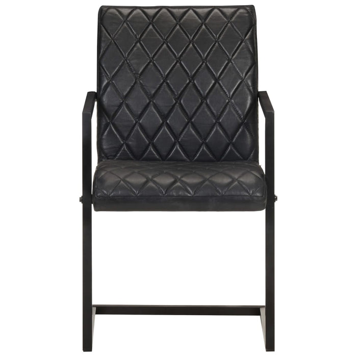 Sedie da Pranzo a Sbalzo 2 pz Nere in Vera Pelle 321844