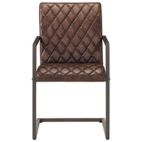 Sedie da Pranzo a Sbalzo 2 pz Marroni in Vera Pelle 321845