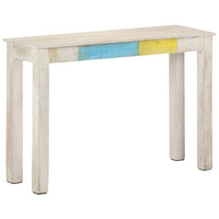 Tavolo Consolle Bianco 115x35x77 cm in Legno di Mango Grezzo 323556