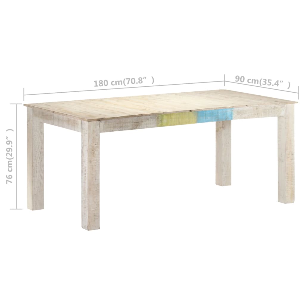 Tavolo da Pranzo Bianco 180x90x76 cm in Legno Massello di Mango 323558