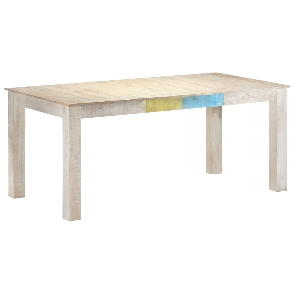 Tavolo da Pranzo Bianco 180x90x76 cm in Legno Massello di Mango 323558