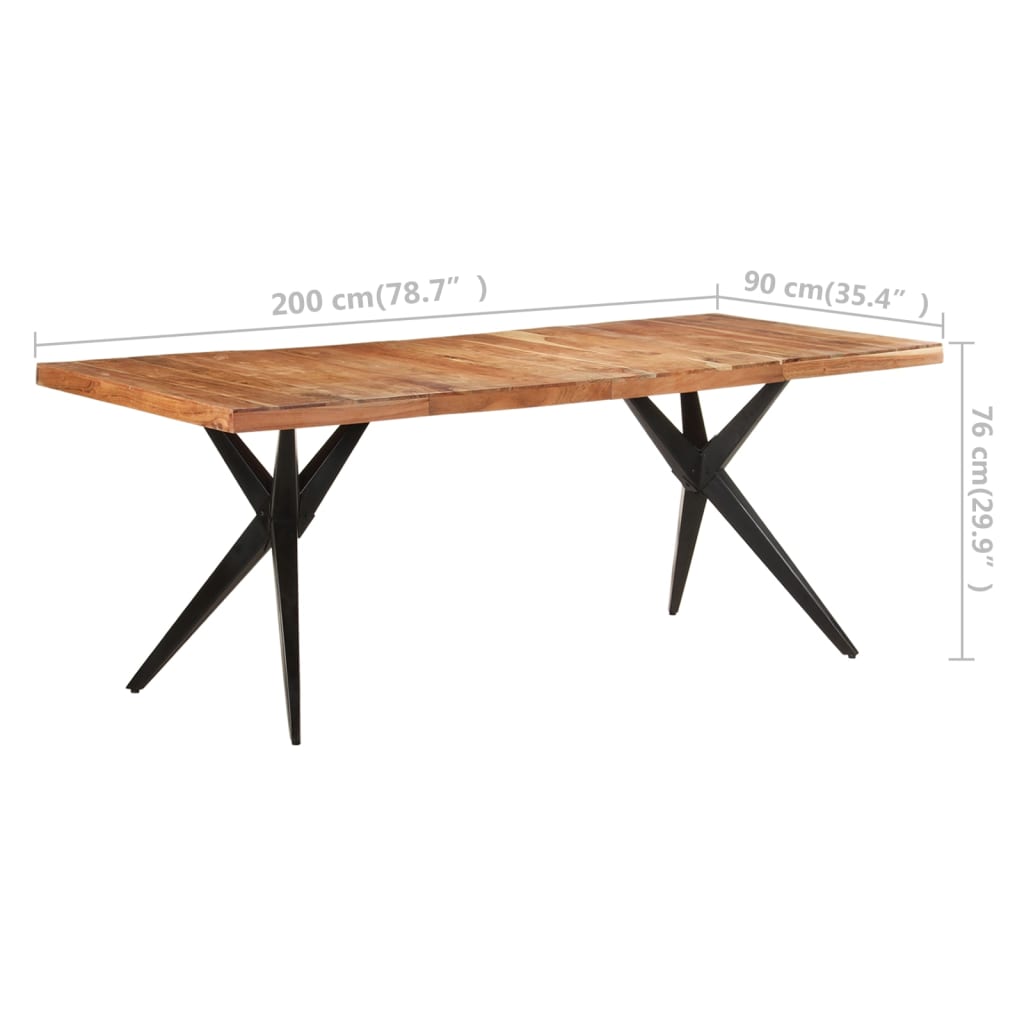 Tavolo da Pranzo 200x90x76 cm Legno Massello di Acacia  cod mxl 58845
