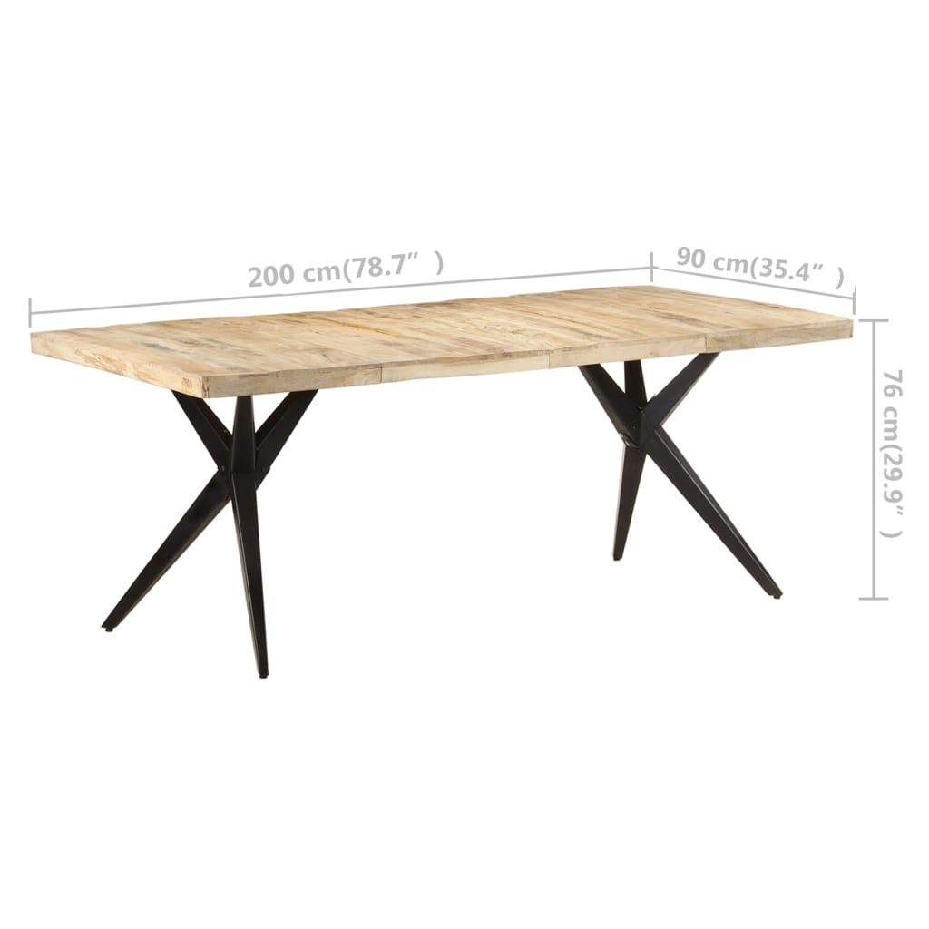 Tavolo da Pranzo 200x90x76 cm in Legno di Mango Grezzo 323572