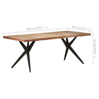 Tavolo da Pranzo 200x90x76 cm in Legno Massello di Recupero 323573