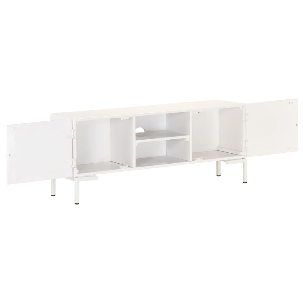 Mobile Porta TV-Mobile per TV-Credenza TV Bianco 115x30x46cm in Legno Massello di Mango