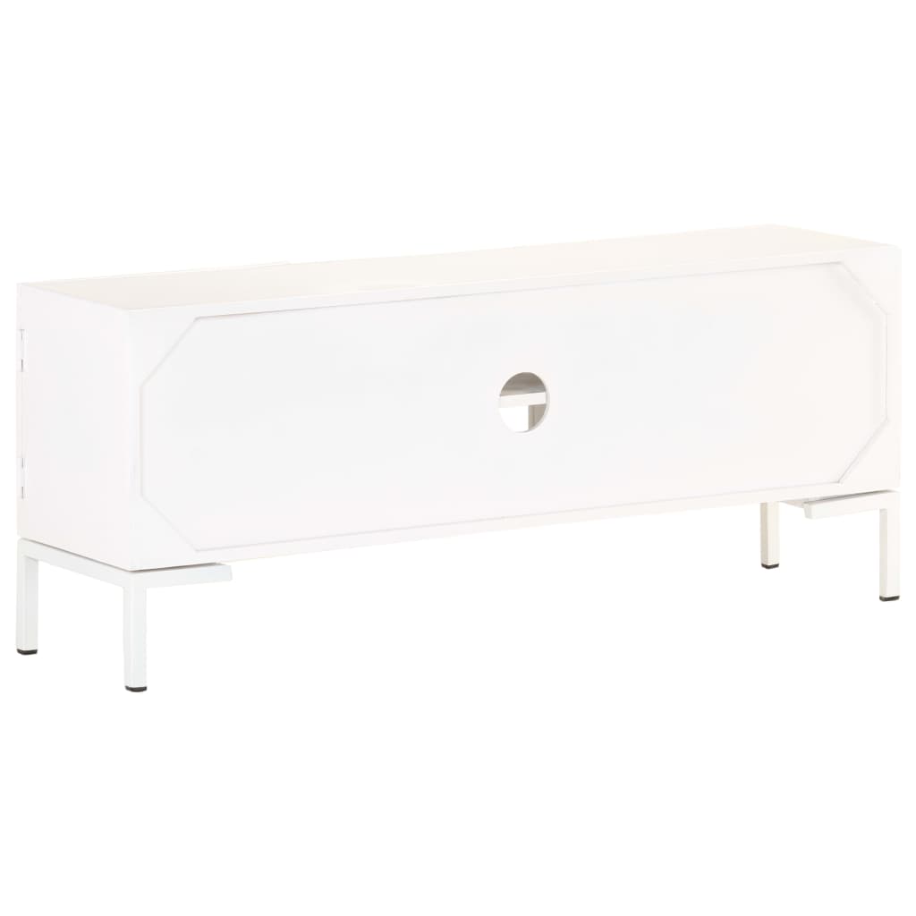 Mobile Porta TV-Mobile per TV-Credenza TV Bianco 115x30x46cm in Legno Massello di Mango