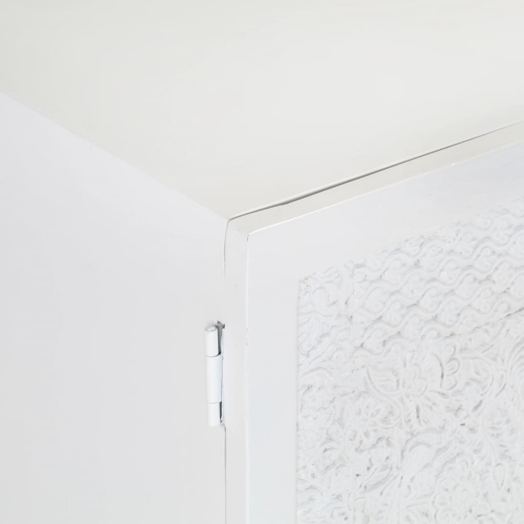 Mobile Porta TV-Mobile per TV-Credenza TV Bianco 115x30x46cm in Legno Massello di Mango
