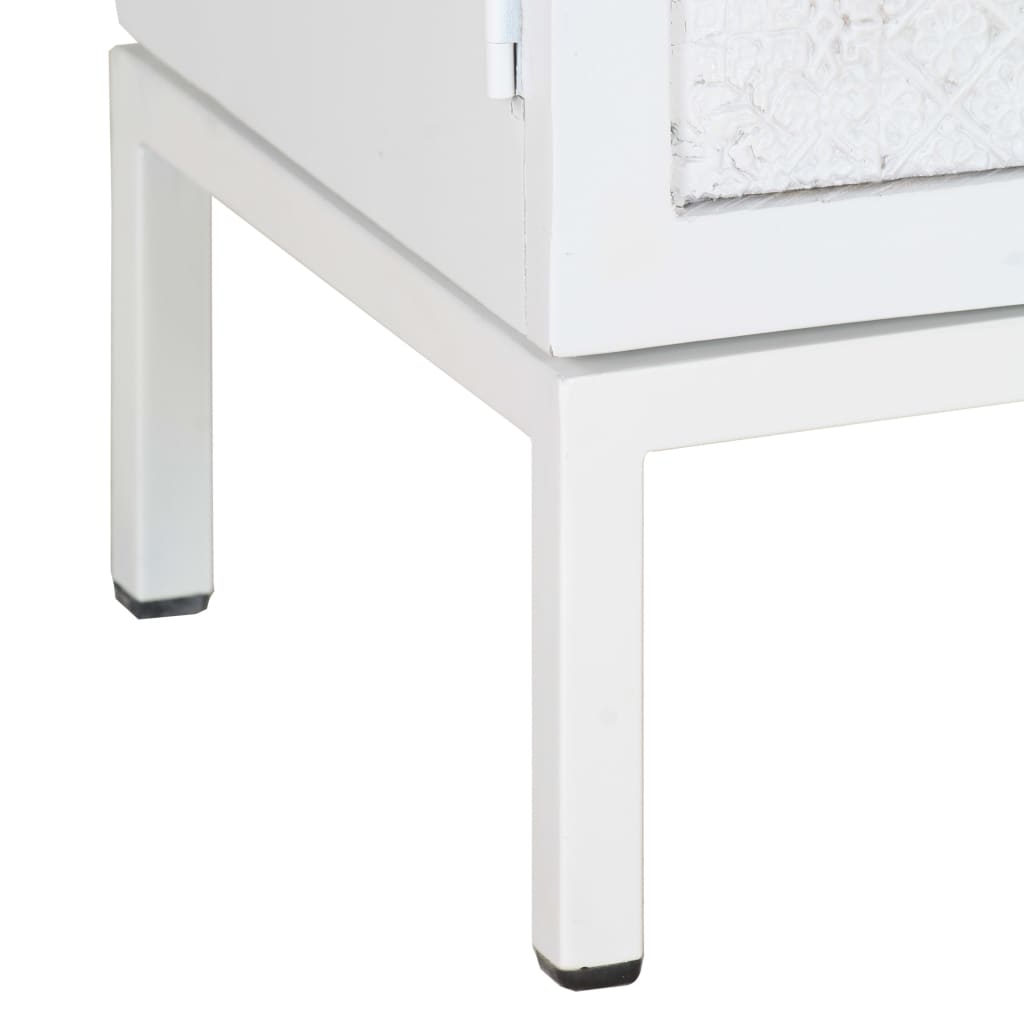 Mobile Porta TV-Mobile per TV-Credenza TV Bianco 115x30x46cm in Legno Massello di Mango