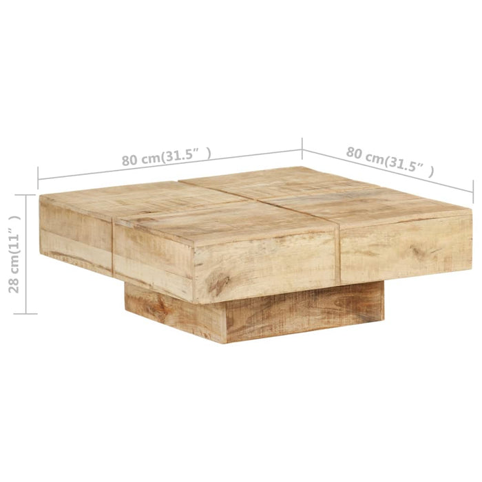Tavolino da Salotto 80x80x28 cm in Legno Massello di Mango 323592