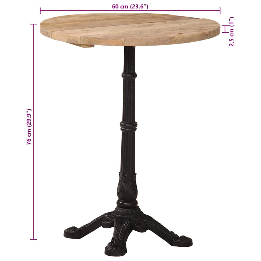 Tavolino da Bistrot Ã˜60x76 cm in Legno di Mango Grezzo cod mxl 58559