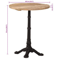 Tavolino da Bistrot Ã˜60x76 cm in Legno di Mango Grezzo cod mxl 58559