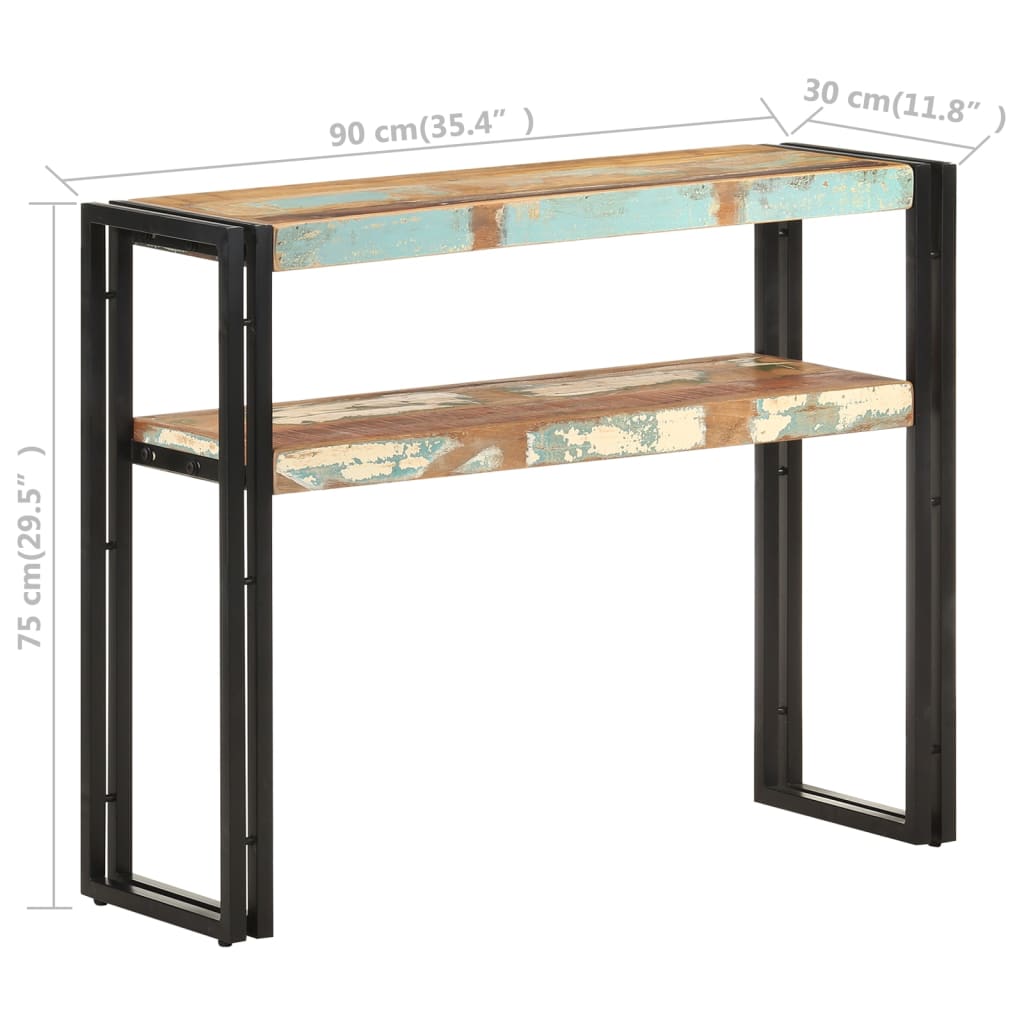 Tavolo Consolle 90x30x75 cm in Legno Massello di Recupero cod mxl 21342