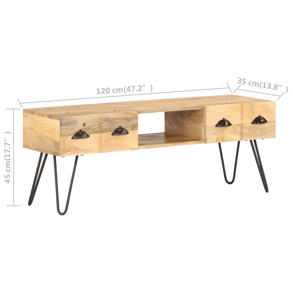 Mobile Porta TV-Mobile per TV-Credenza TV 120x35x45 cm Legno Massello di Mango 628591