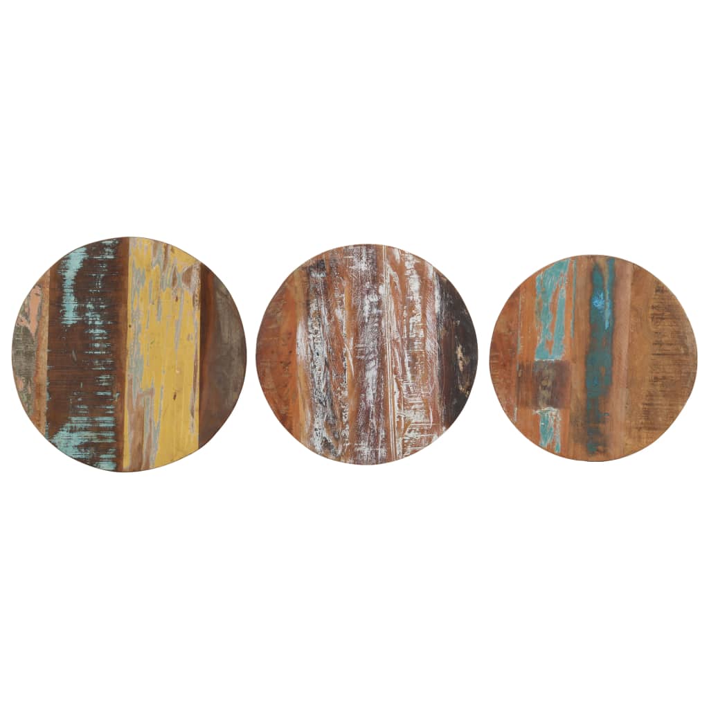 Tavolini Laterali 3 pz in Legno Massello di Recupero cod mxl 12754