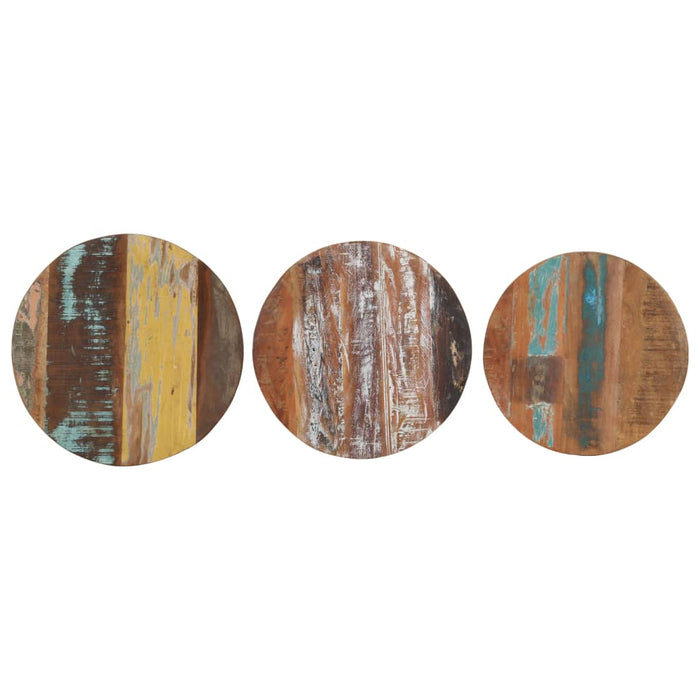 Tavolini Laterali 3 pz in Legno Massello di Recupero cod mxl 12754