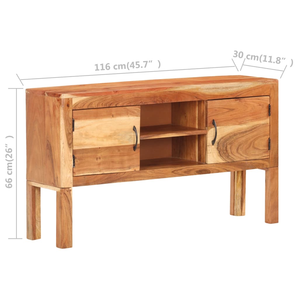 Credenza-Buffet-Armadio da cucina 116x30x66 cm in Legno Massello di Acacia