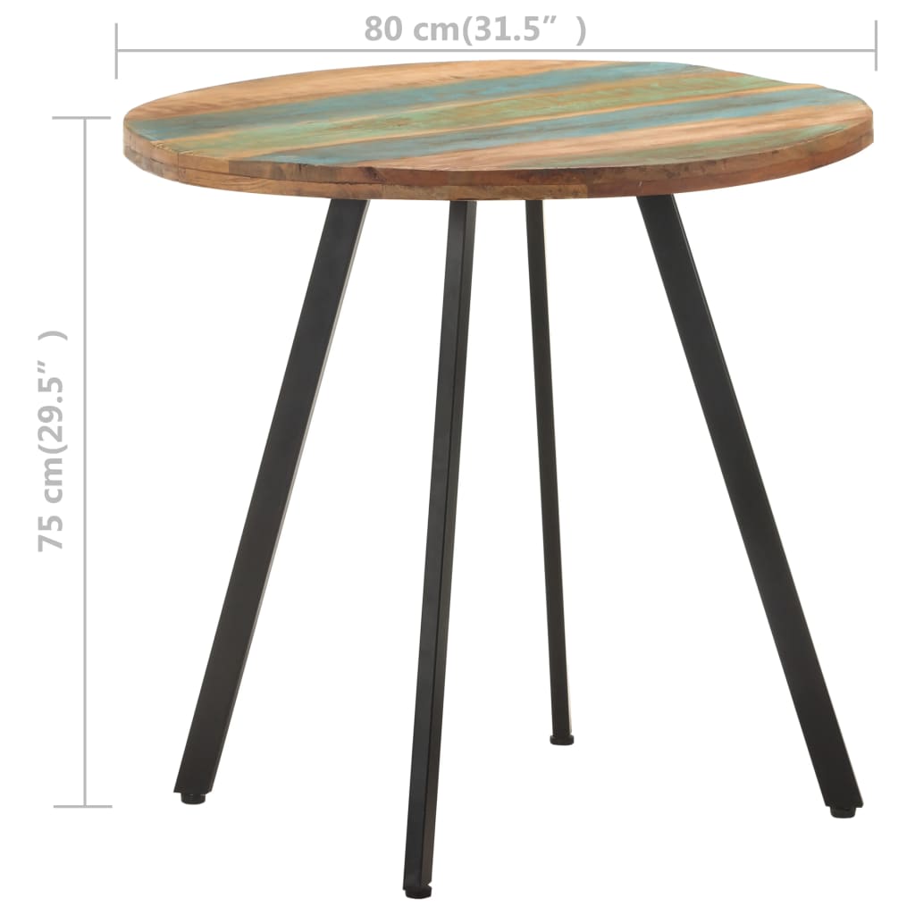 Tavolo da Pranzo 80 cm in Legno Massello di Recupero 320484