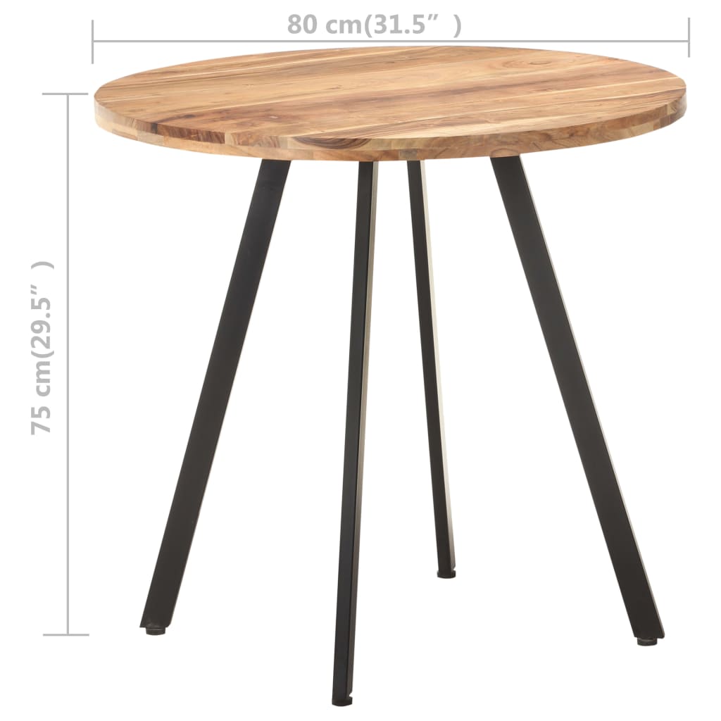 Tavolo da Pranzo 80 cm in Legno Massello di Acacia 320485