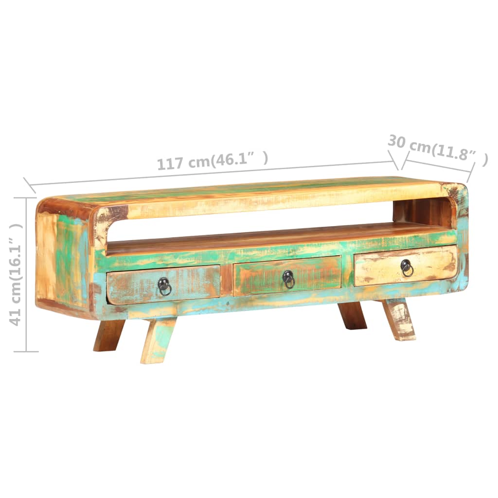 Mobile Porta TV-Mobile per TV-Credenza TV 117x30x41 cm in Legno Massello di Recupero