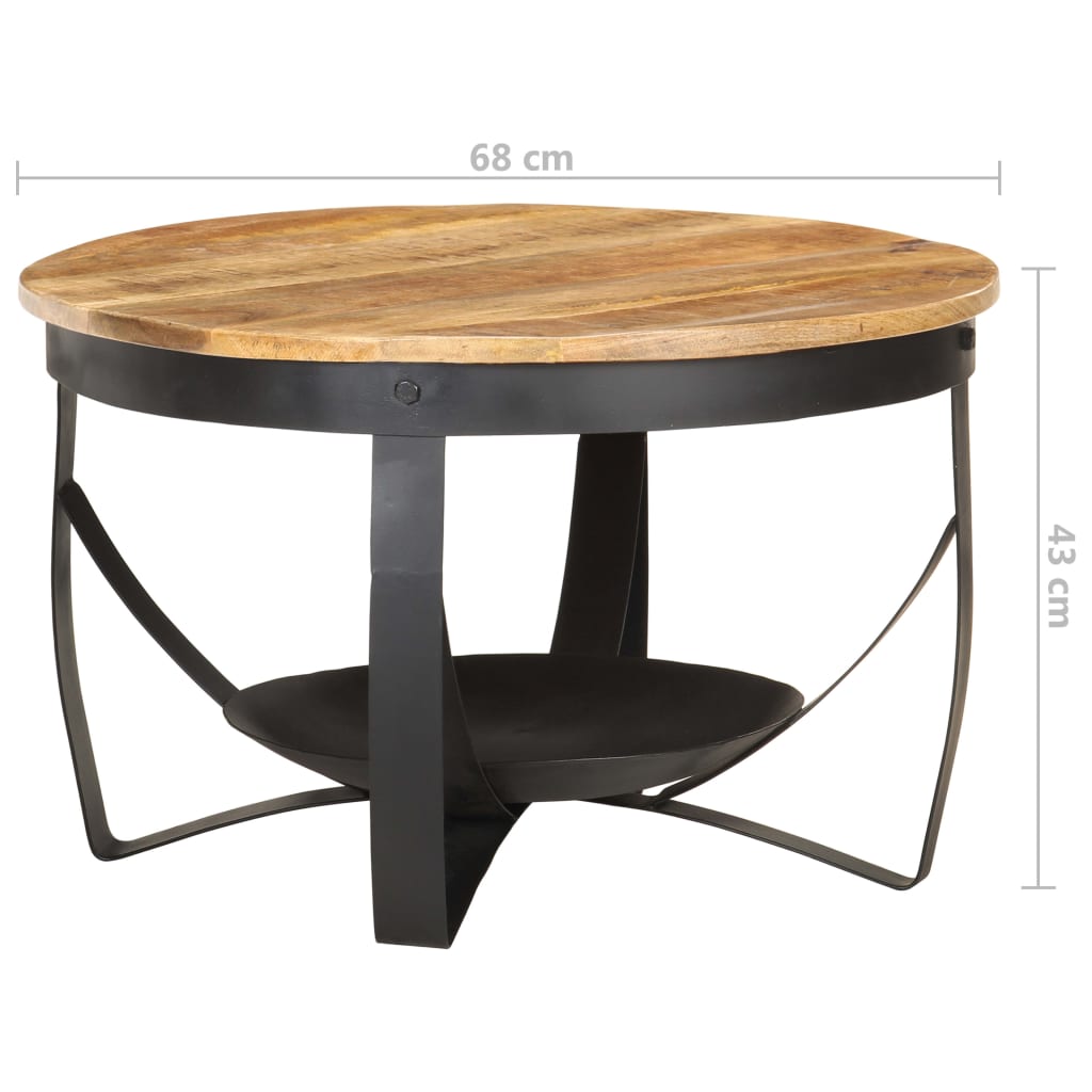 Tavolino da Salotto Ø68x43cm in Legno di Mango Grezzo 320794