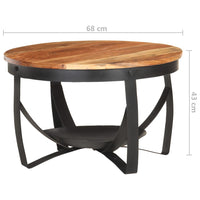 Tavolino da Salotto Ø68x43 cm in Legno Massello di Acacia 320795