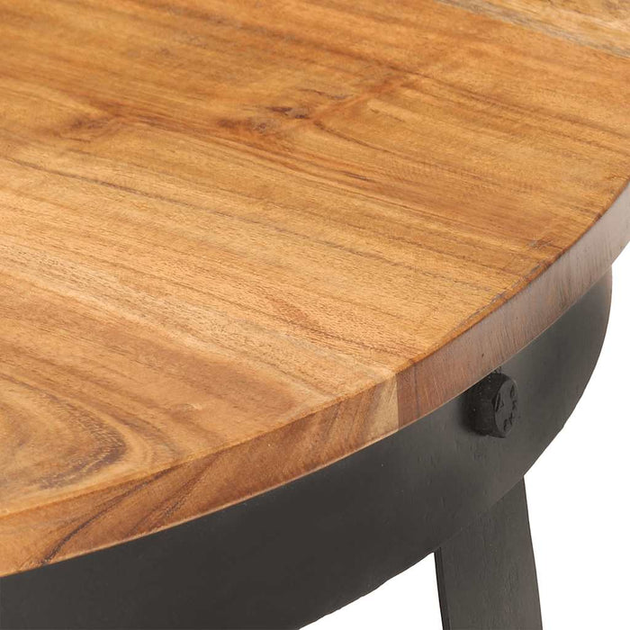 Tavolino da Salotto Ø68x43 cm in Legno Massello di Acacia 320795
