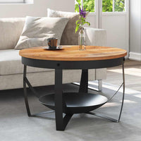 Tavolino da Salotto Ø68x43 cm in Legno Massello di Acacia 320795