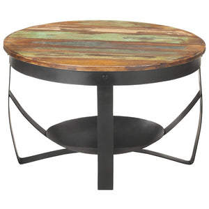 Tavolino da Salotto Ã˜68x43 cm in Legno Massello di Recupero