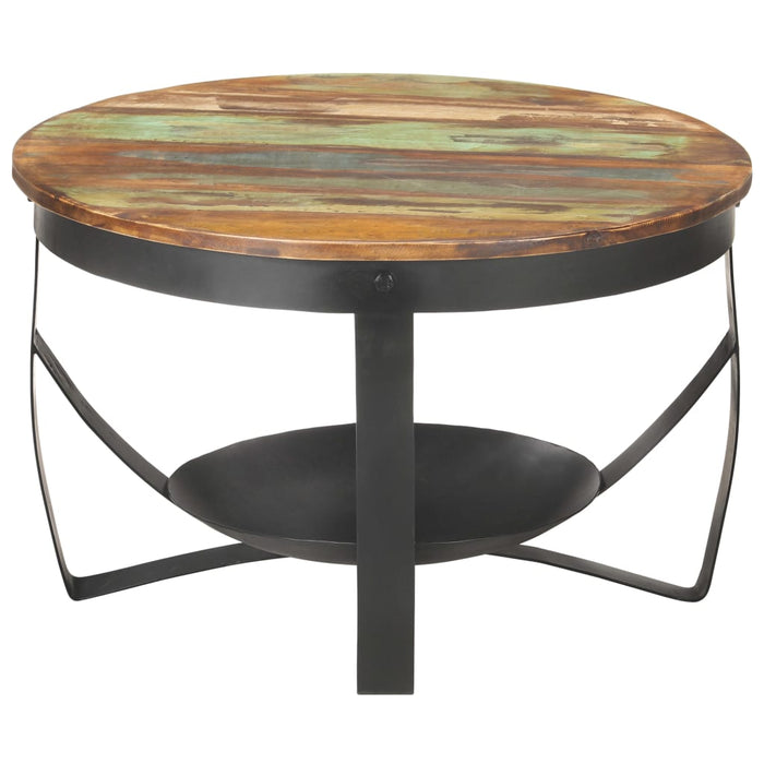 Tavolino da Salotto Ã˜68x43 cm in Legno Massello di Recupero