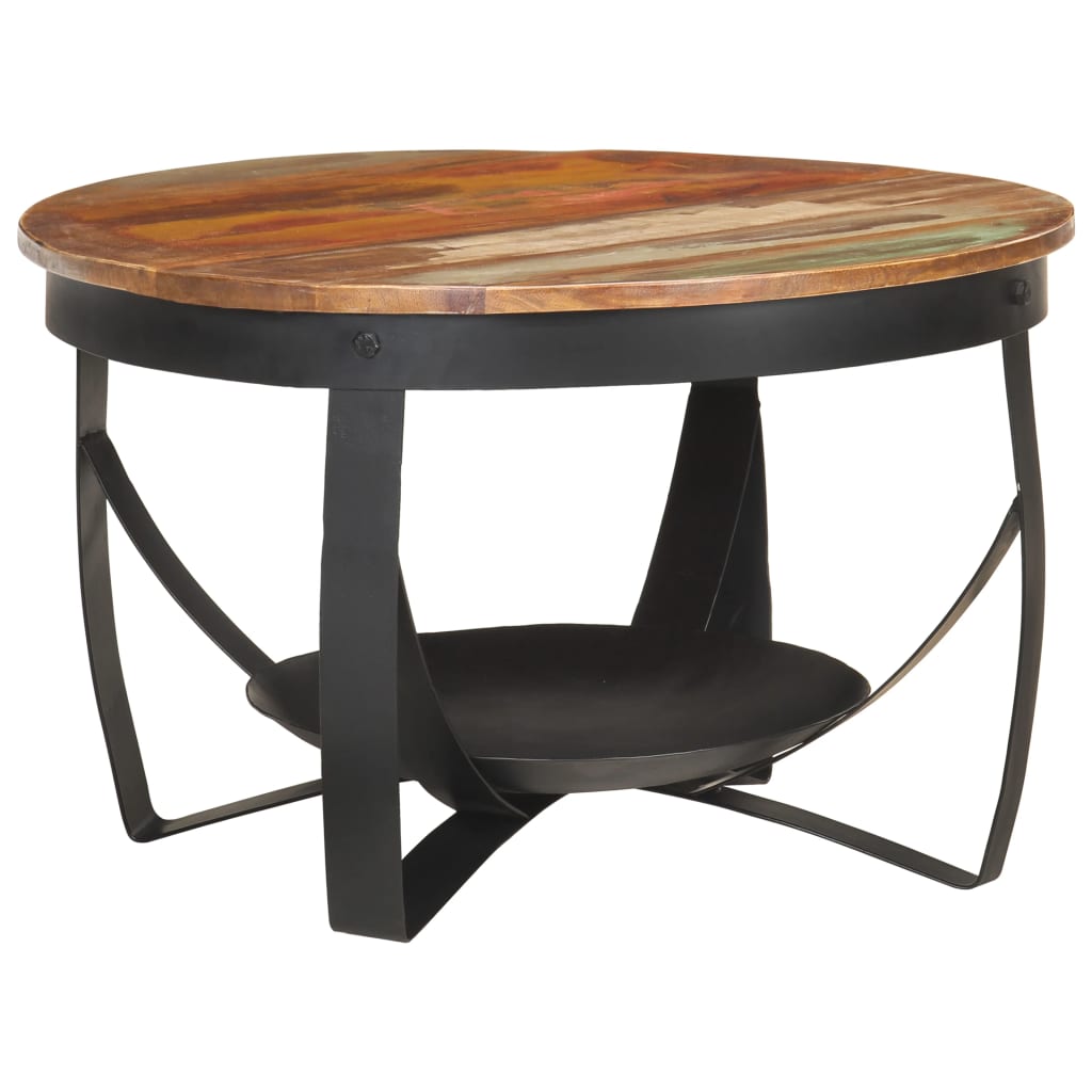 Tavolino da Salotto Ã˜68x43 cm in Legno Massello di Recupero